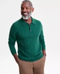 Men’s Cable-Knit Polo Sweater
