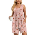 Women’s Summer Sleeveless Tank and Shorts Pajama Set