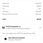 JD Sports STATUS $20 Welcome Reward – $20 STATUS Cash welcome reward for new members.