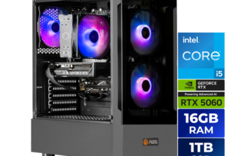 ABS Flavonius Aqua Gaming Desktop (i5-14400F, RTX 5060, 16GB, 1TB) – Intel Core i5-14400F 10-core processor