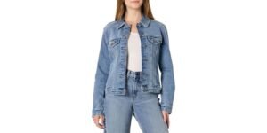 Amazon Essentials Women's Low Stretch Trucker Jacket – 79% off the $42.90 list price, verified live on the Woot offer page