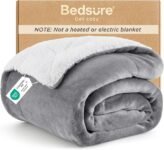 Bedsure GentleSoft Sherpa Fleece Throw Blanket (Grey, 50x60) – Thick sherpa fleece throw, 50x60 inches, grey