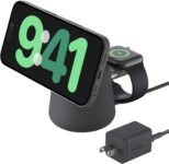 Belkin 2-in-1 Wireless Charging Dock with MagSafe 15W (Black) – 15W MagSafe wireless charging for iPhone, holds phone upright for StandBy mode