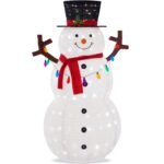 Best Choice Products 3ft Lighted Pop-Up Snowman Outdoor Christmas Decoration – 3-foot snowman with 100 pre-strung LED fairy lights that stay cool to the touch
