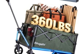 BougeRV Lightweight Foldable Electric Utility Wagon – Electric utility wagon, 360 lbs max load, 165L motorized