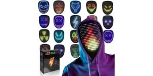 COOLGUARDER Gesture-Sensing LED Mask – Gesture-sensing LED mask for Halloween, parties, and cosplay — wave to change the face.