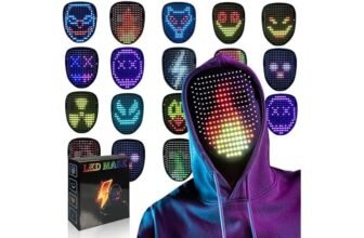 COOLGUARDER Gesture-Sensing LED Mask – Gesture-sensing LED mask for Halloween, parties, and cosplay — wave to change the face.