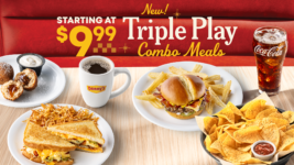 FREE Denny's Triple Play Meal + Kids Eat Free on Halloween – FREE Triple Play Combo Meal (regularly from $9.99) for every Denny's Rewards member IF a triple play is turned in the 2026 Baseball Championship Series (Oct 23-31)