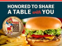 Free Red's Big Tavern Burger + Bottomless Steak Fries for Veterans on Nov 11 at Red Robin – Veterans and active-duty military members get a FREE Red's Big Tavern Burger with Bottomless Steak Fries on Wednesday, November 11, 2026