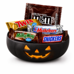 Haunted Chocolate Bar Mix (5-lb Bag) – 5-pound bag of Halloween chocolate bar mix featuring brand-name bars like Snickers, Twix, Milky Way, M&M's, and 3 Musketeers