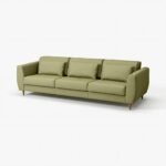 IKEA Slatorp Sofa in Vissle Yellow-Green – Three-seat Slatorp sofa in Vissle yellow-green upholstery