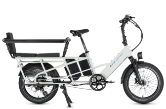 Lectric XPedition2 Stratus White Dual-Battery eBike – Dual-battery cargo e-bike with Stratus White step-thru frame