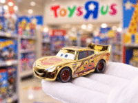 Free Gold Lightning McQueen die-cast car at Macy's Toys R Us event October 16
