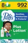 Puffs Plus Lotion Facial Tissues 8-Pack (124-Count Boxes) – 8 family-size boxes, 124 tissues each (992 total)