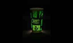 Raising Cane's glow-in-the-dark Halloween specialty cup with bats design