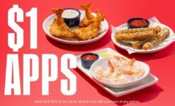 Red Lobster $1 appetizers for the long weekend - coconut shrimp, mozzarella cheesesticks, shrimp cocktail