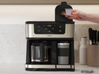 Savour Dual Coffee Maker (12-Cup + K-Cup Single Serve) – Two brewers in one: 12-cup glass carafe drip side plus K-cup single-serve side