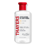 Thayers 2% AHA Exfoliating, Smoothing & Pore Refining Toner – 12 oz. bottle with 2% AHA (glycolic + lactic acids) to smooth texture and refine pores.