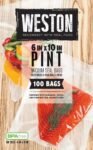 Weston 6" x 10" Pint Vacuum Sealer Bags, 100-Count – 100-count box of 6" x 10" pint-size vacuum sealer bags